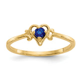 14K Sapphire Birthstone Heart Ring